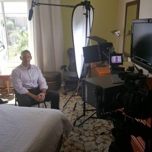 Netflix film crew interviewing Dr. Peter Osborne