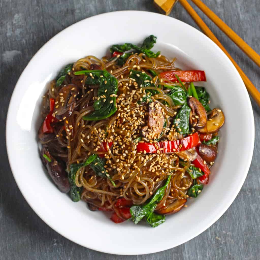 Gluten free korean japchae recipe