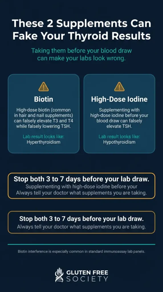 biotin iodine thyroid lab interference infographic - Gluten Free Society