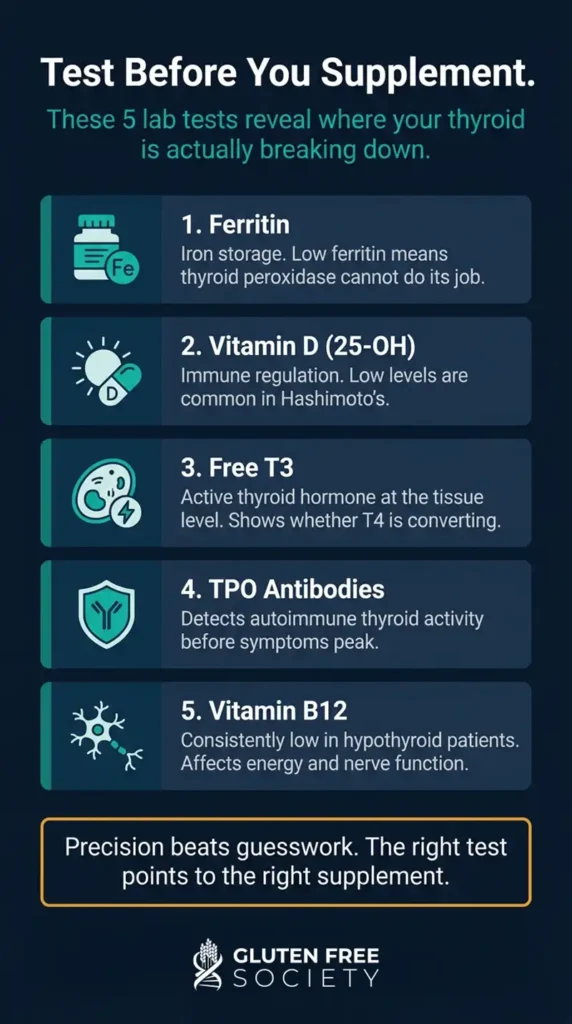thyroid lab tests before supplementing infographic - Gluten Free Society