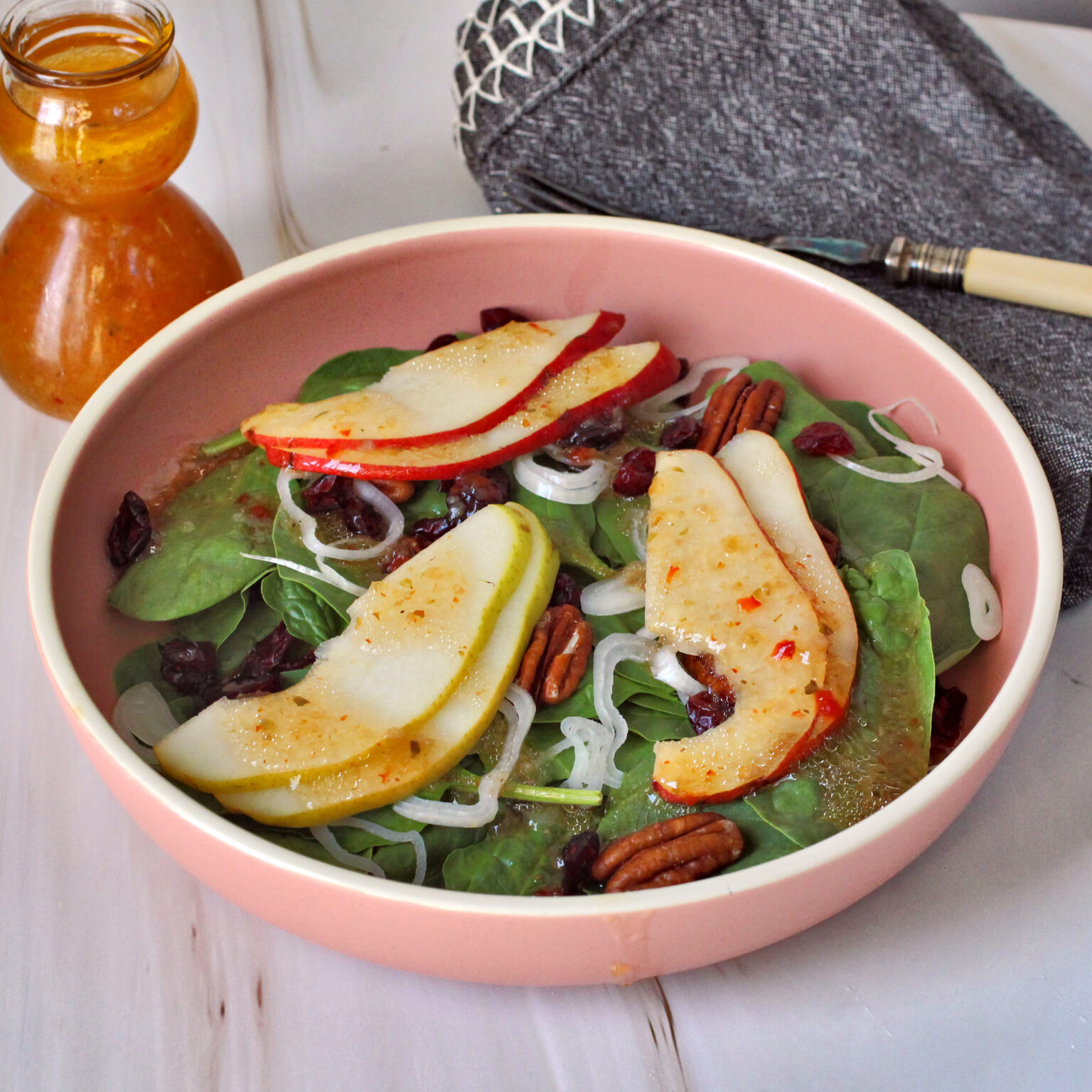 Pear and Pecan Spinach Salad Gluten Free Society