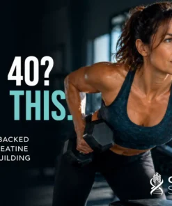 Fit woman over 40 lifting weights during workout, illustrating creatine benefits for strength, recovery, and healthy aging